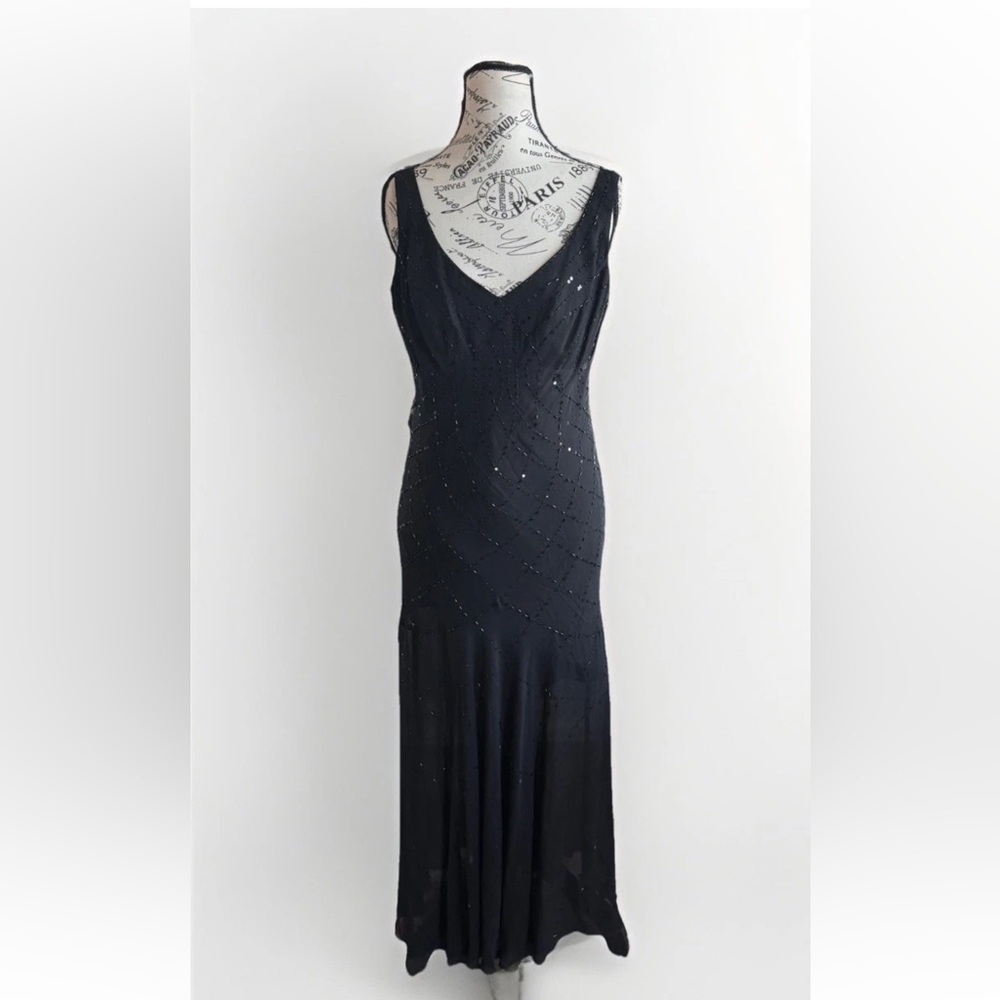 Vintage Y2K 90s Jones NY Silk Beaded Vampy Fairycore Whimsy goth Prom Dress 10